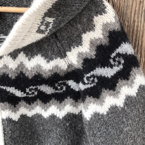 VTG 90s Wild'n Woolly Fair Isle Pattern Zip Up Hooded Cardigan Sweater, M-L - Picture 4 of 7